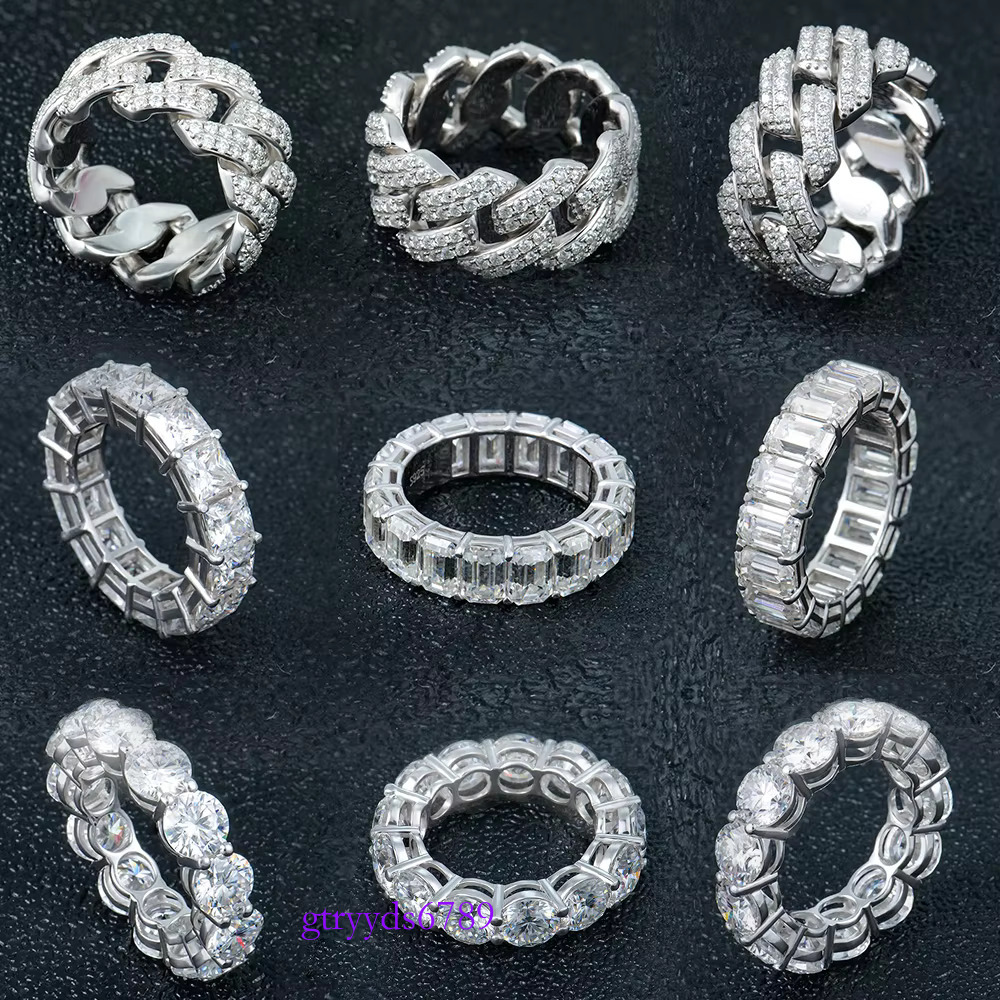 yue Wholesale Custom Design hip hop iced out real sier sterg mens Fine Jewelry moissanite dia Rings for men