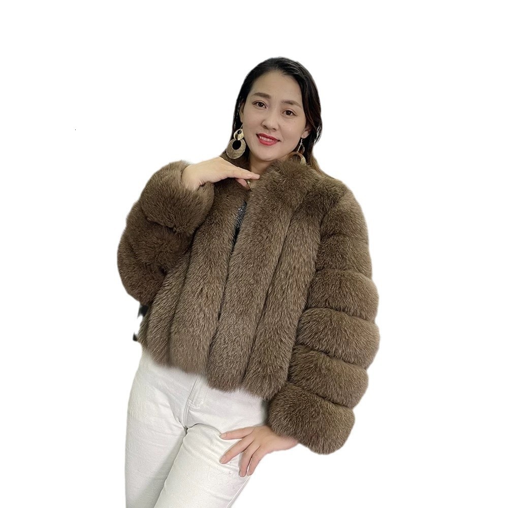 2024 Autumn/Winter New Fox Fur Coat Thickened Short Long Sleeve Fur Coat for Women 241015
