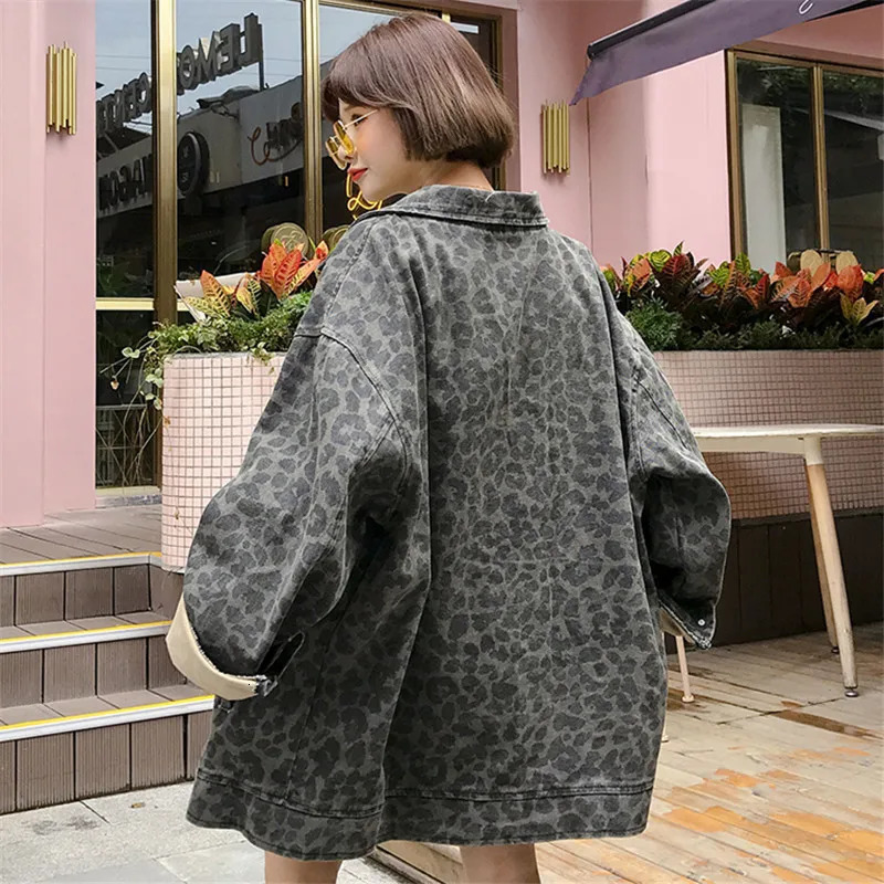 Camouflage Retro Denim Single breasted Jacket Womens Leopard Print Jacket Waiver wq974 dropship 241115