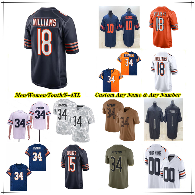American Football Jersey Caleb Williams Rome Odunze DJ Moore D'Andre Swift Cole Kmet T.J. Edwards Walter Payton Brian Urlacher Keenan Allen Tyrique Stevenson Butkus 4X