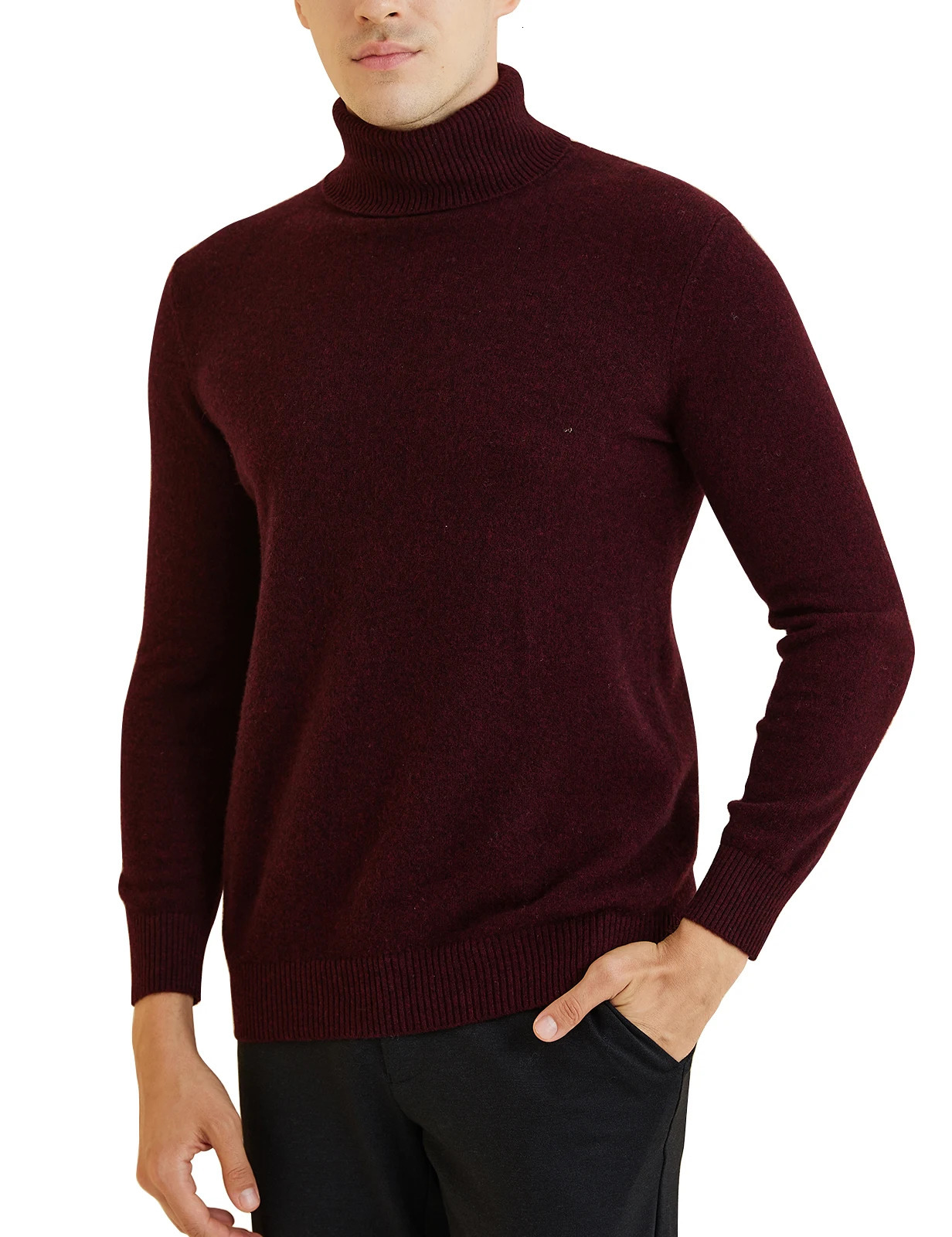 Mens Knitted Sweater 100% Merino Wool Turtle Neck Sweater Autumn/Winter Warm Long Sleeve Lanhua Mens Clothing 241112