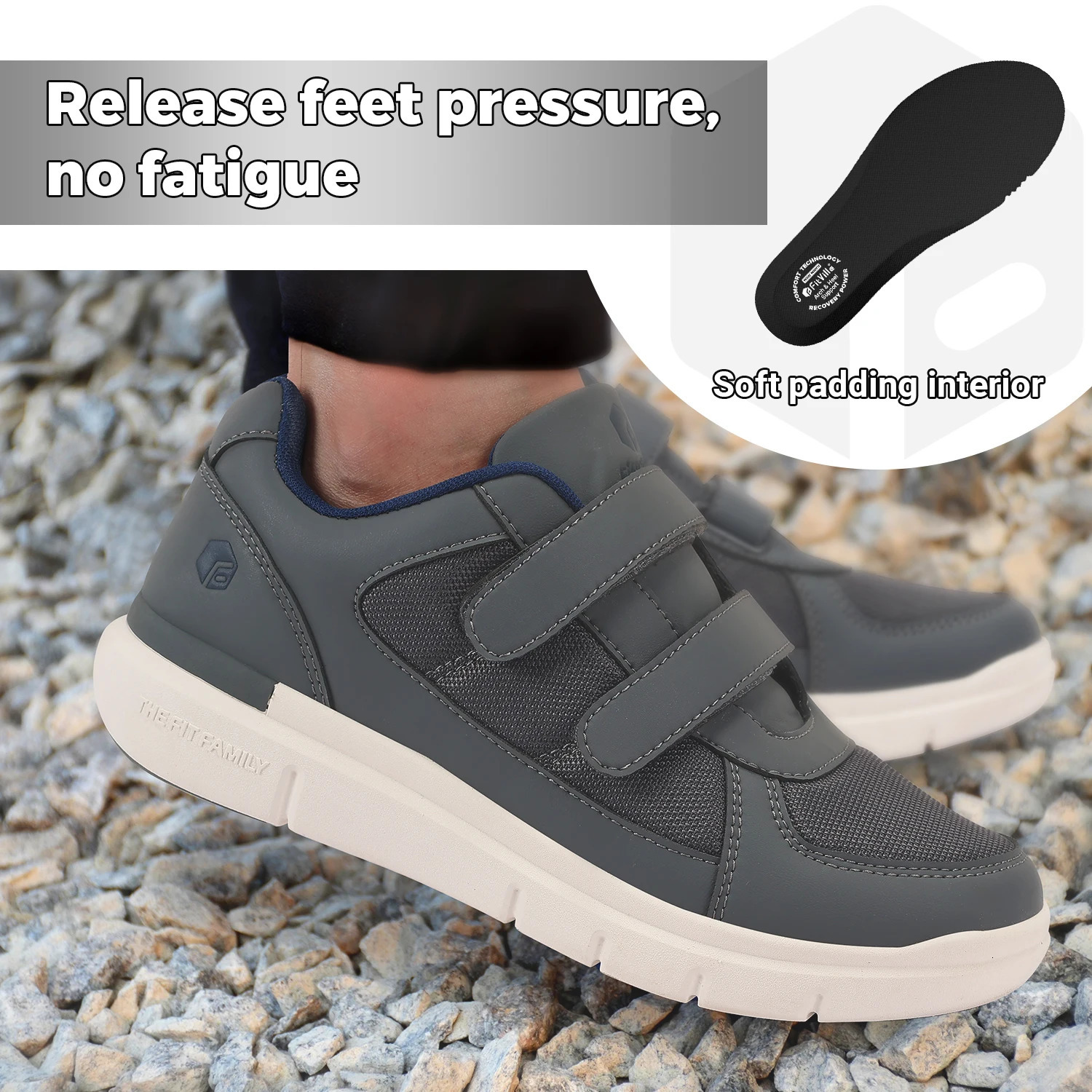 FitVille Mens diabetes Shoes Super wide elderly mens diabetes shoes are used for nerve therapy Swollen shoes relieve pain 241115