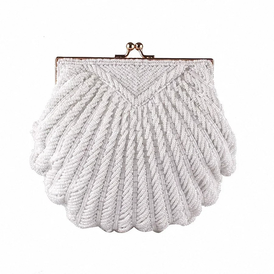 New free shipping designer bag Evening wear womens clutch wedding bride handbag pearl fashionable shell chain party bag LI-383 241115