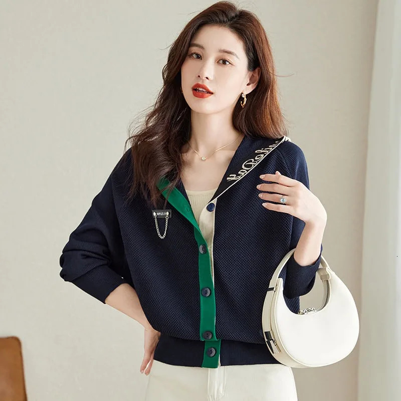 Women Clothes Autumn Winter Casual Hooded Knitting Cardigan Coat Fashion Office Lady Loose Solid Color Long Sleeve Tops 241108