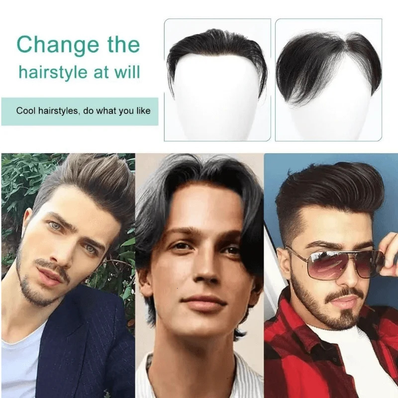 Natural Human Hair Realistic Front Hairline Thin skin Base Toupee Men V Style Front 6 Mens Forehead Hairline Male Replacement 241115