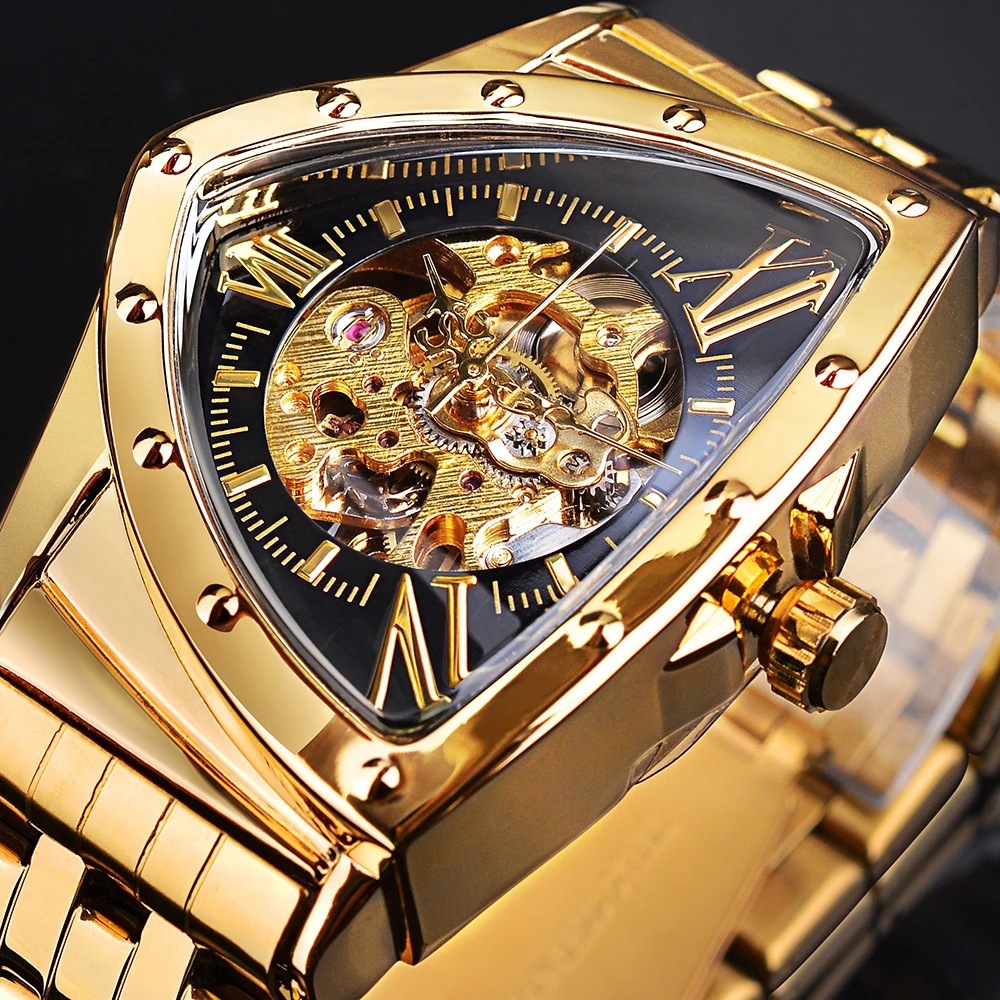 Men's Fashion Casual Skeleton Watch Automatic Mechanical Watch Mineral Strengthened Glass Mirror Diamond Shape Dial Diameter 43*36mm Stainless St