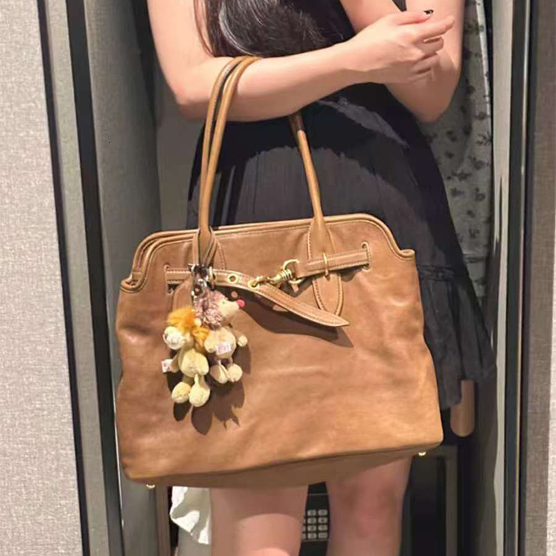 Brown Retro Versatile Shoulder Handbag Large Capacity Tote Women's Bag Brand Designer High-End Fashion Briefcase Bags PC