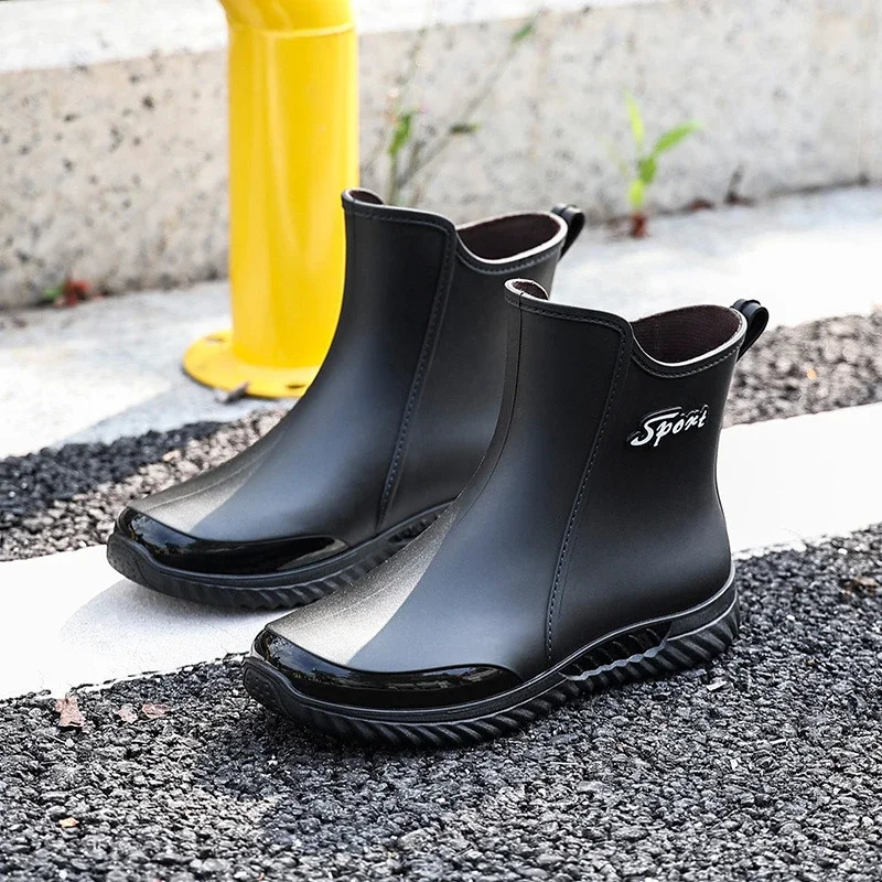 Mens Outdoor Rain Boots Waterproof Non Slip Kitchen Fishing Wearresistant Thick Soled Rubber Shoes Rain Shoes 241115