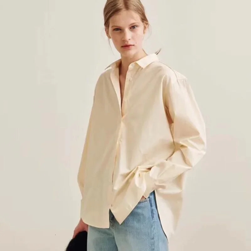 Womens vertical stripe shirt short front and back short sleeved vertical stripe shirt loose long sleeved commuting style TT 241115