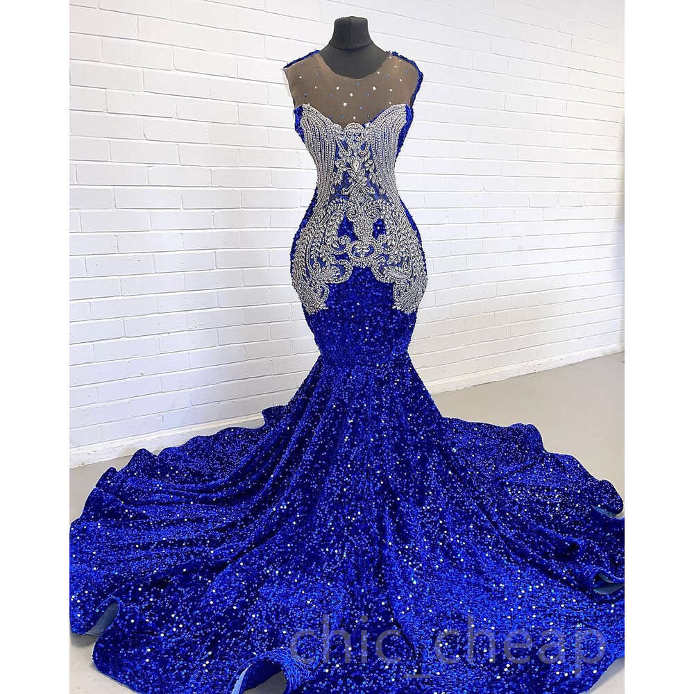 Arabic Royal Ebi Ao Lue Prom Dre Mermaid Sequined Lace Evening Formal Party Second Reception Irthday Engagement Gown Dree Robe De Soiree ZJ E 6660311