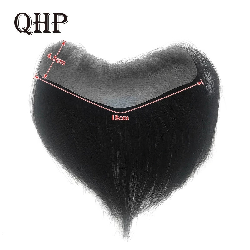 Straight Men Toupee V Style Frontal Hairine 100% Human Hair Men Capillary Prosthesis Full Skin Hairpiece Wig For Man 241115