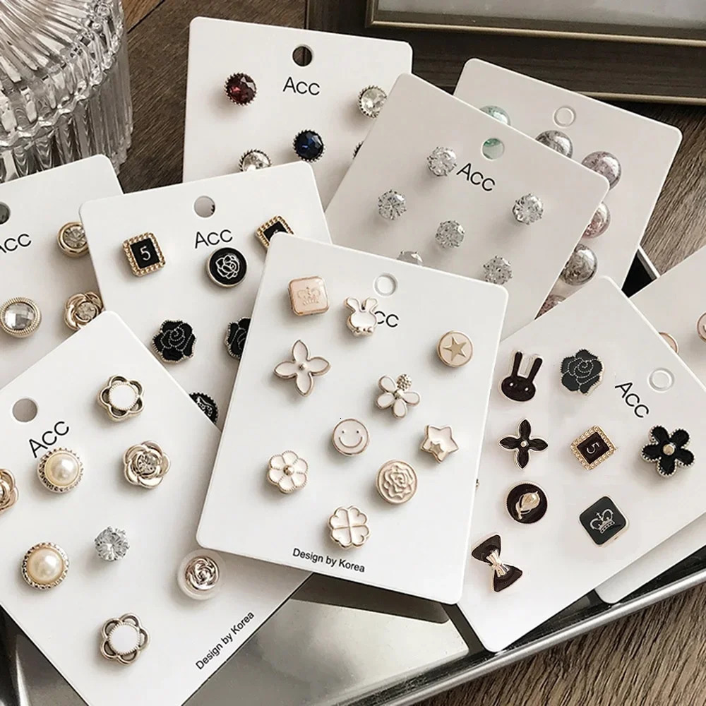 Brooch Pin Set Womens Small Pearl s Lapel Pins Sweater Shirt Fixed Clothes Decoration Accessories Gift 241116