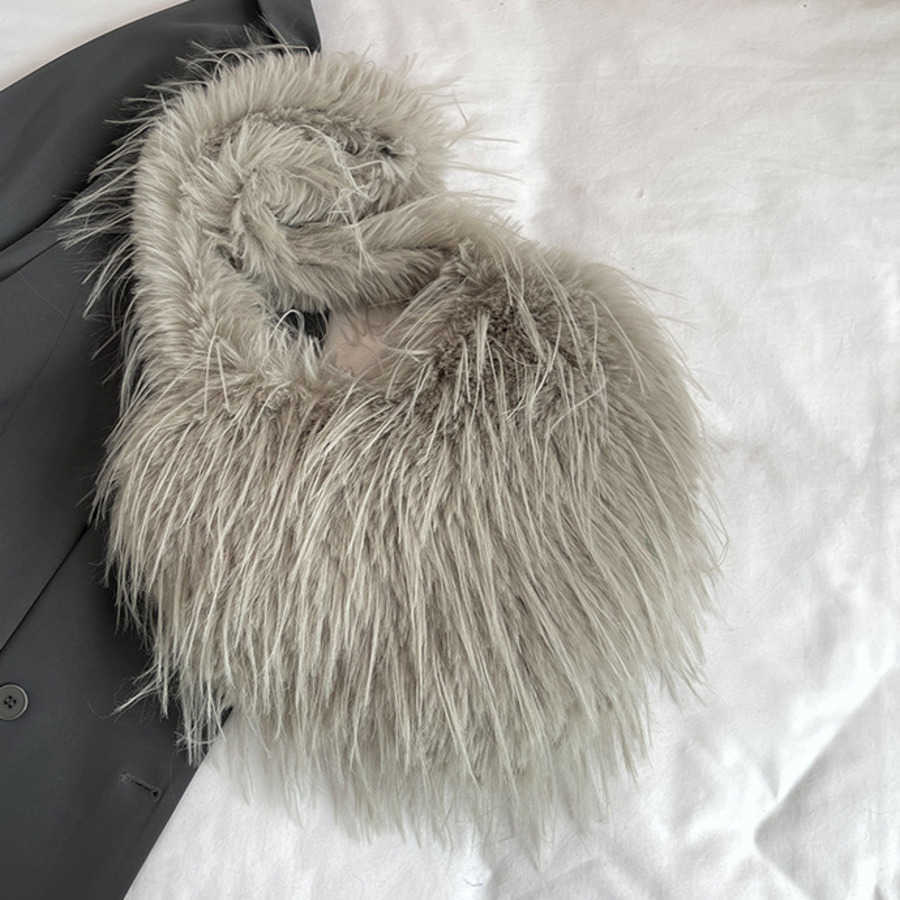 Autumn Winter Shoulder Bag Large Capacity Plush Shopping Bags For Women New Style Tassel Tote Bag Totes Handbags 241104