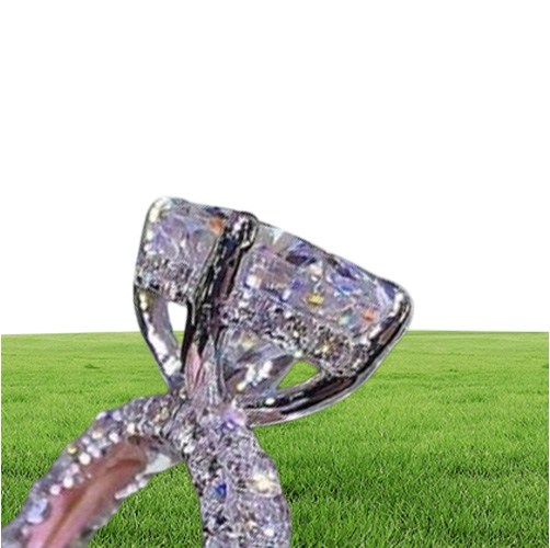 sparkling 925 sterling silver Ring in14K gold filled white blue sapphire diamond engagement bridal wedding band rings jewelry