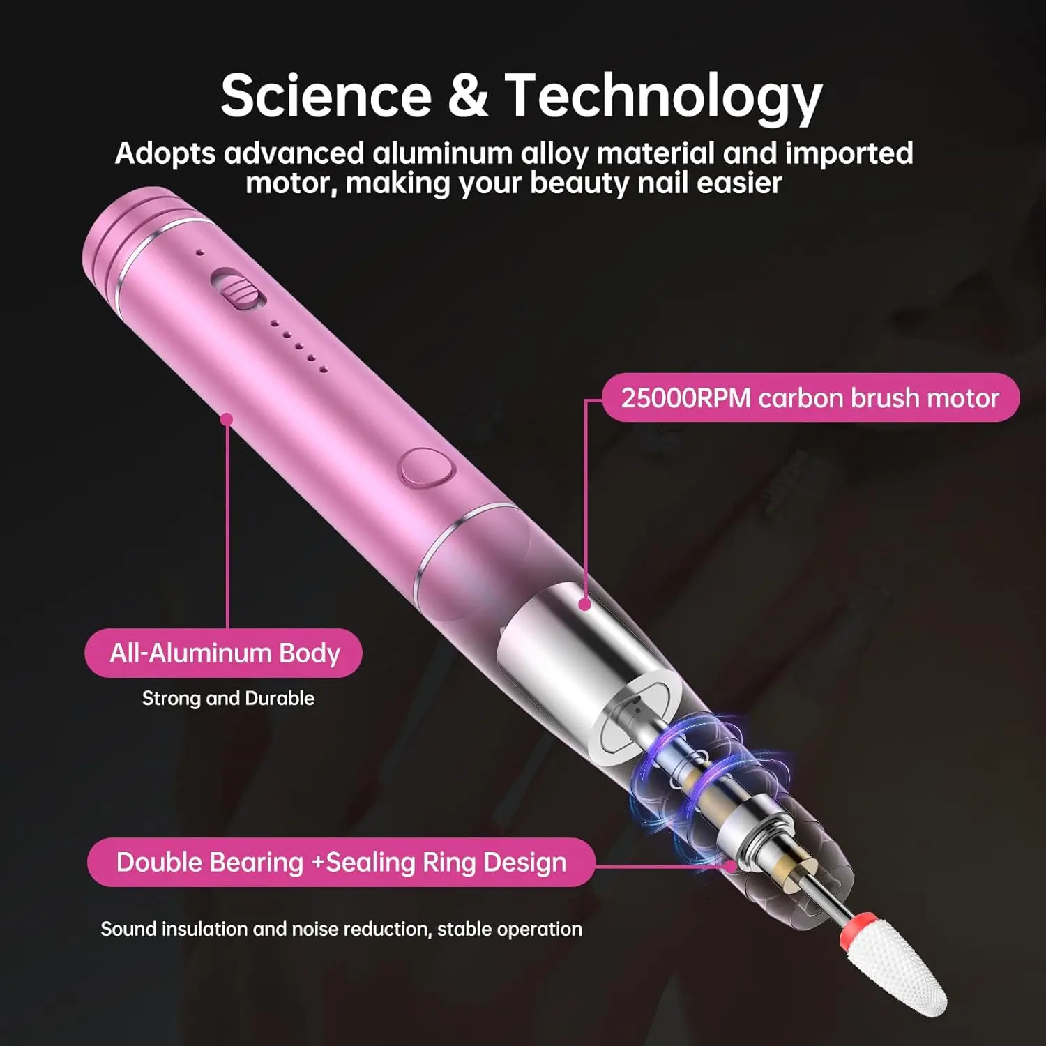 Portable Electric Nail File kit Electric Nail File Gift for Women 25000 RPM Adjustable Speed Electric Manicure and Pedicure 241115