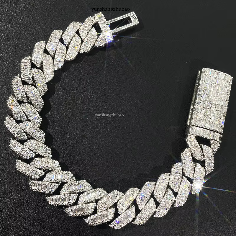8mm/13mm Width Cuban Chain S Sier Choker Moissanite Tennis Necklace for Men Free shipping