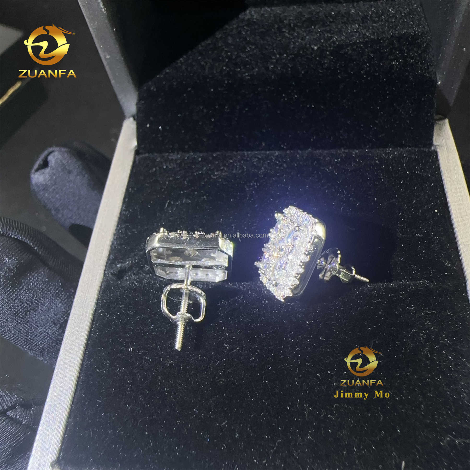 Drop Shipping Popular Square Shape Pass Diamond Testser iced out hip hop sterling silver moissanite Diamond Stud Earrings Men