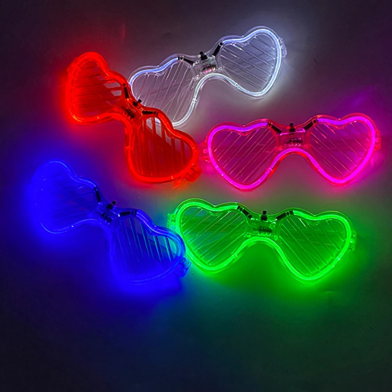 Carnival fluorescent luminous heart-shaped glass LED glasses with lights birthday party supplies neon glasses bar club props 241116