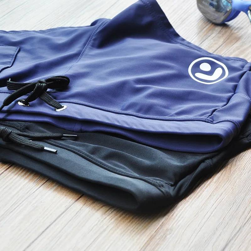 Mens Swim Trunk Swimwear with Zipper Pocket Bathing Suit Swimming Boxer Brief Square Leg Mesh Liner Board Shorts Swimsuits 240410