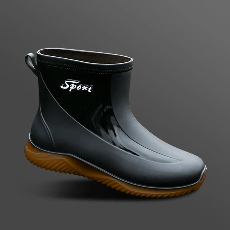 2024 Short Rain Boots for Men Nonslip Wearresistant Rainy Day Outdoor Fishing Rubber Shoes Cotton Waterproof Mens Rain Boots 241115