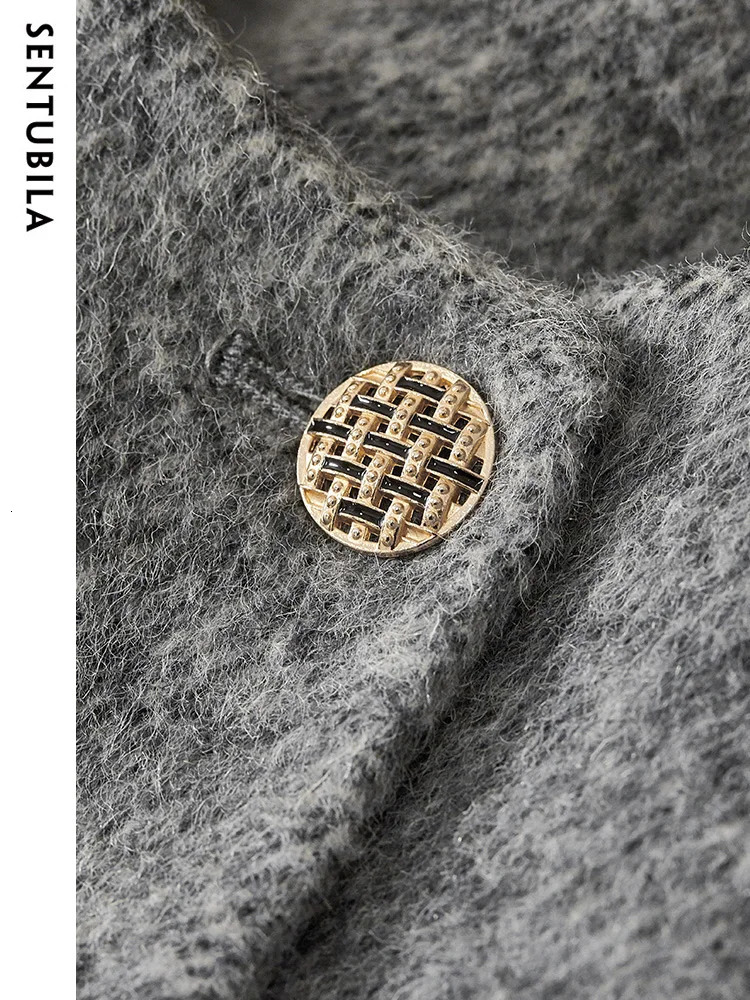 SENTUBILA Cropped Woolen Jacket Women 2024 Elegant Wool Blend Short Winter Coat Long Sleeve Doublefaced Outerwear W34O49414 241108