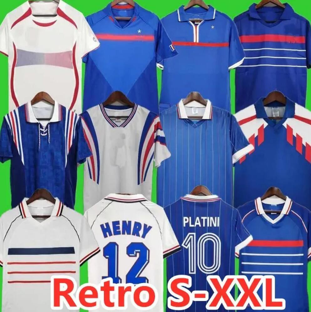 1998 french Retro Soccer jerseys 1982 84 86 88 90 96 98 00 02 04 06 ZIDANE HENRY MAILLOT DE FOOT REZEGUET Football shirt french club Classic Vintage Jersey Sweatshirt