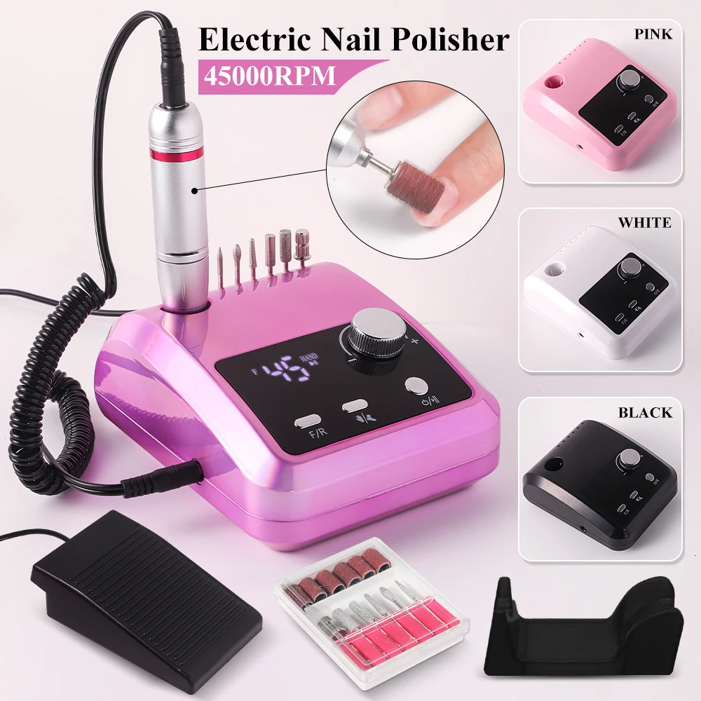 45000RPM Nail Drill Machine Cutters Professional Electric Nails Sander File for Gel Nails Polishing For Home Manicure Salon 241115