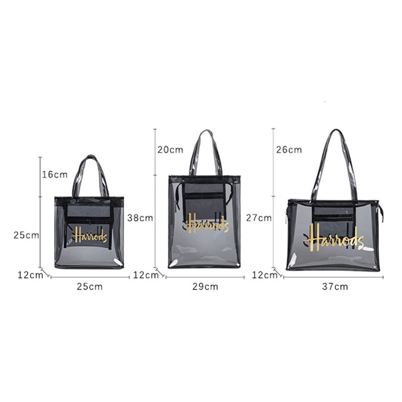 London style transparent PVC handbag shopping bag environmentally friendly signature transparent shopping handbag and gym womens beach work bag 241115