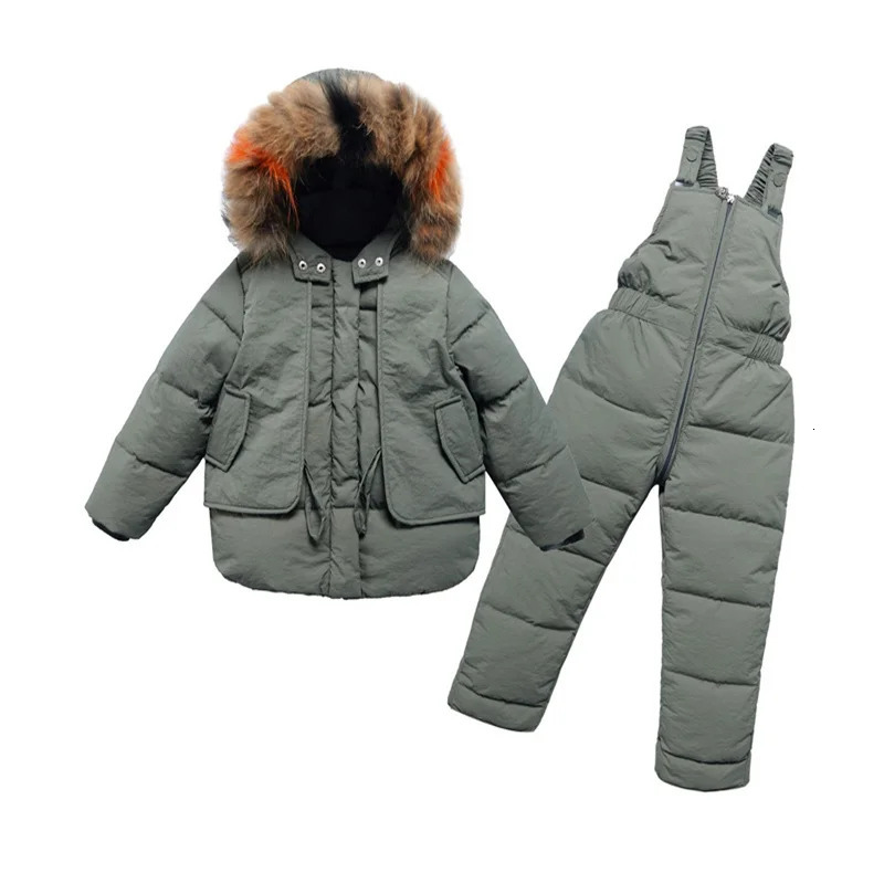 Winter Down Suit Thick Warm Sets Boys Girls Hooded Jackets Overalls 2 Pcs Kids Parka Snow Wear Outfits 2-6 Years 241115