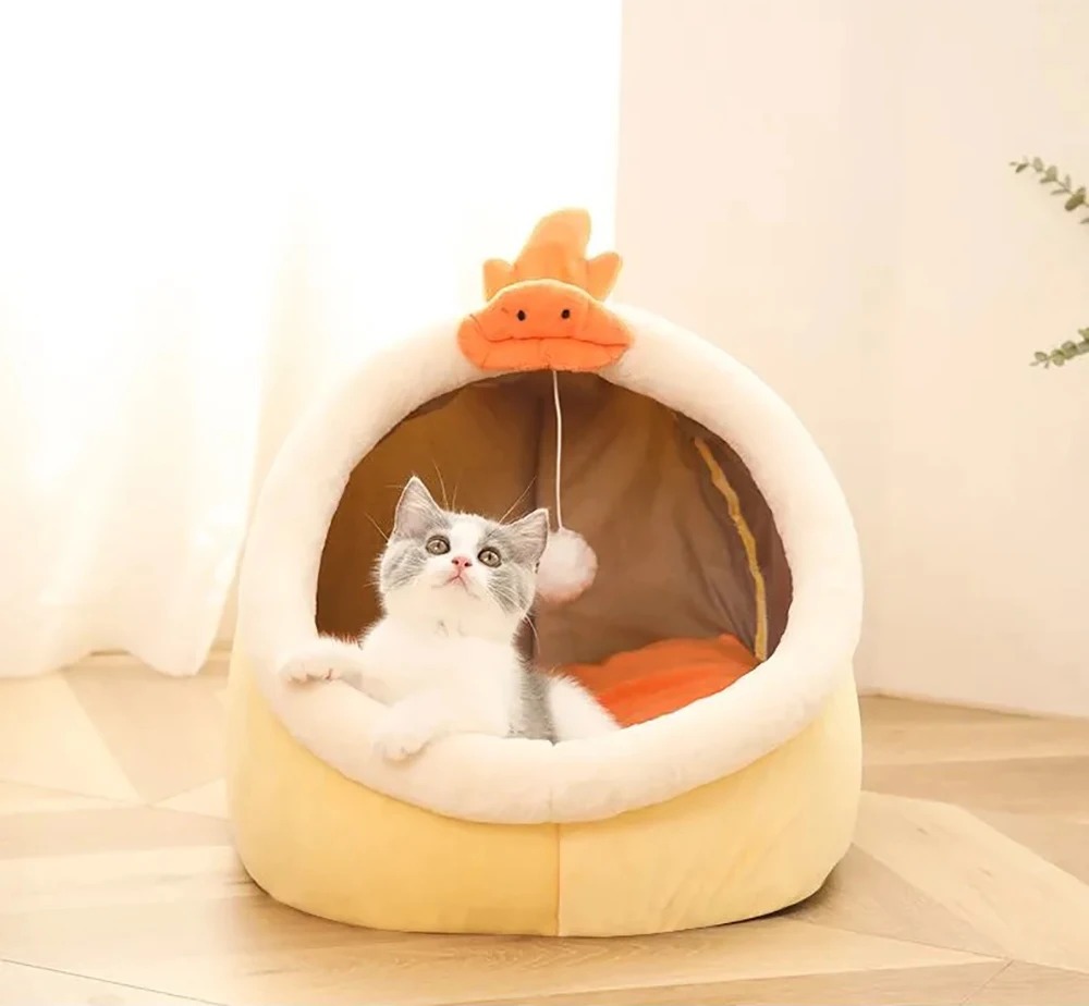 Dogs & Cat Tent Cave Bed for Cats Small Self-Warming Cat Tent Bed Hut Comfortable Sleeping Bed Fold-able Removable Washable Animal