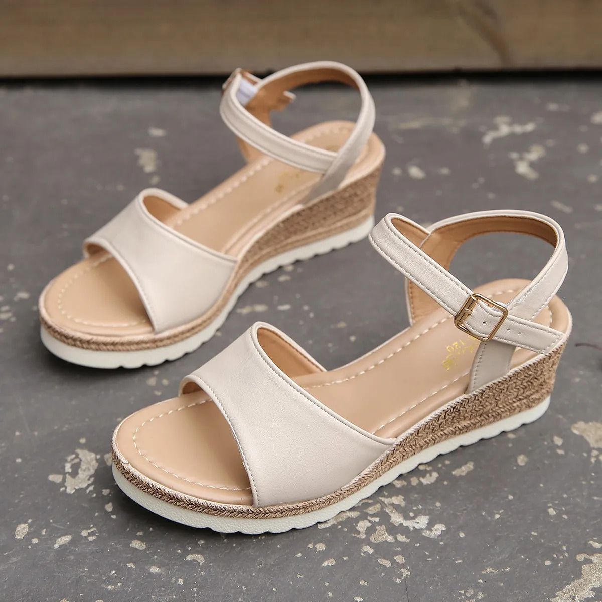 Lucyever Ankle Buckle Wedge Sandals for Women Summer Patchwork Platform Sandles Woman Thick Sole Gladiator Sandalias Mujer 240412