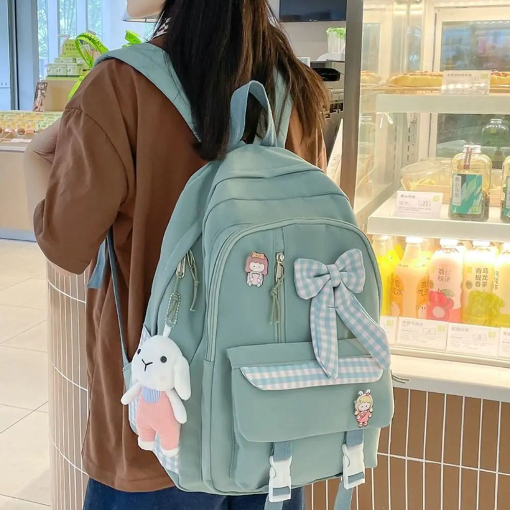 Fashion Bow Backpack Childrens School Backpack Large Capacity Nylon School Bags Elementary School Book Bags Outdoor Travel Bag 241115