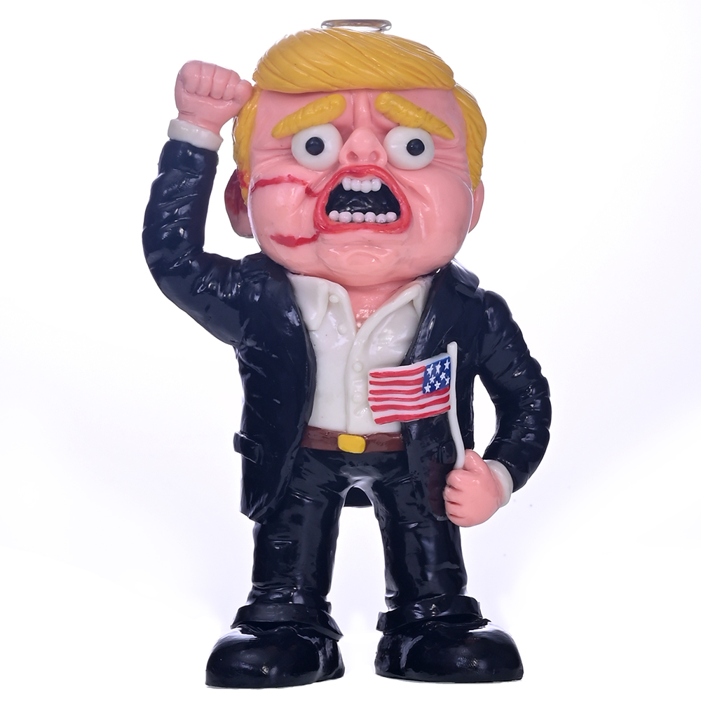 7.9in,Colored Polymer Clay Glass Pipe,Handmade Kneading 3D Cute Trump Bong,US Presidential Election,Borosilicate Glass Hookah,Glass Water Pipe,Smoking