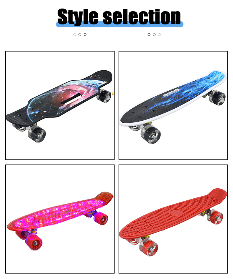 Skateboard fishboard PP board aluminium alloy bracket flash PU wheel big wheel with handle stable wear-resistant high speed long highway plate