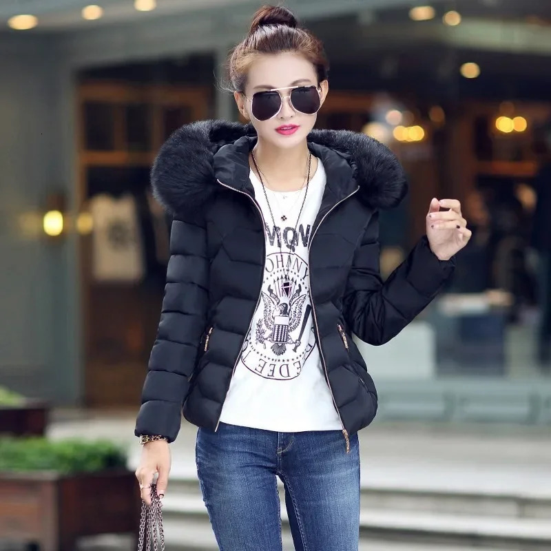 2024 Artificial raccoon fur collar winter jacket women Winter And Autumn Wear High Quality Parkas Outwear Women Coats 241108