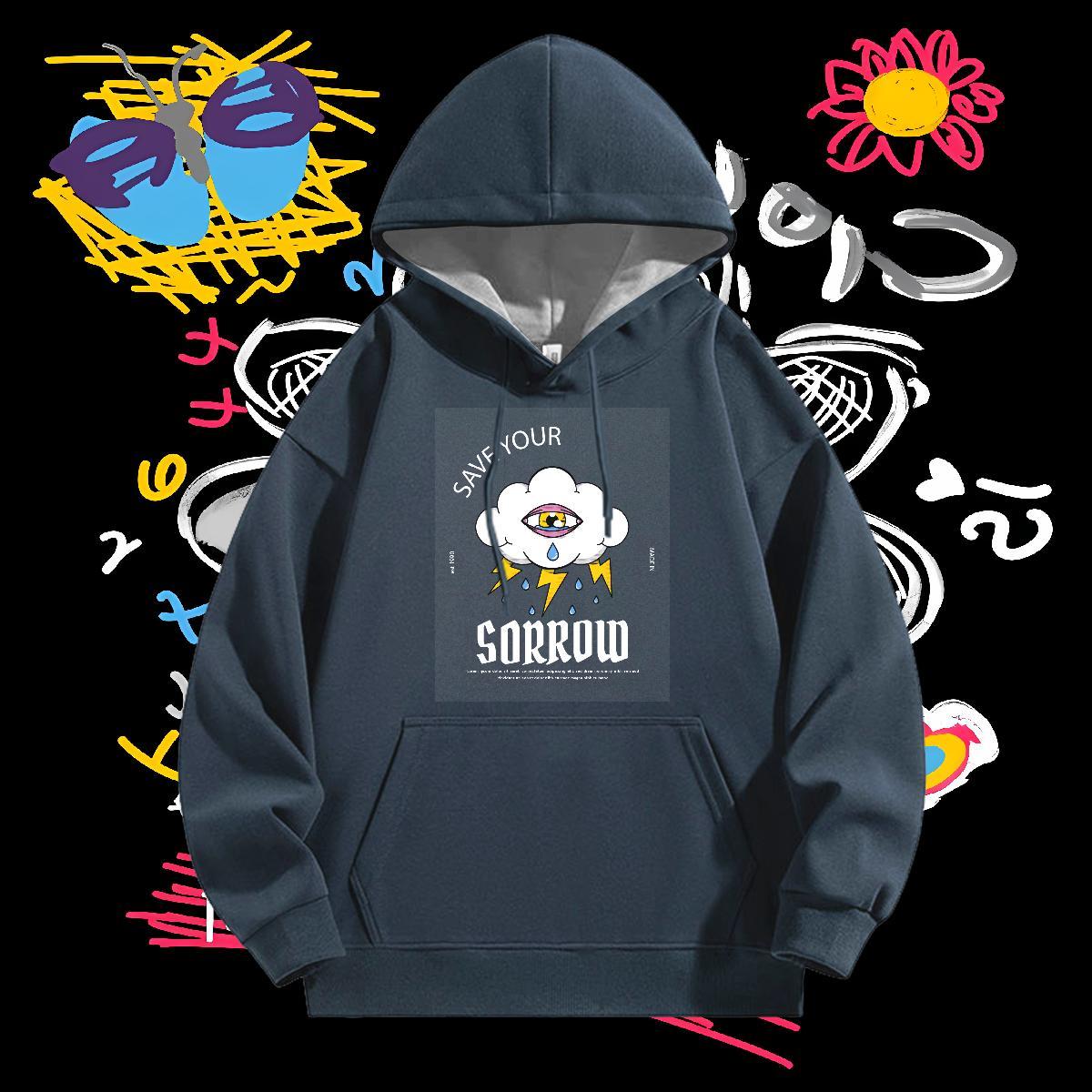 Brand Women's Hoodie Hip Hop Street Loose Fit Womens Hoodie DIY Anime Velvet Thick Tops Breathable Drawstring Hoodie