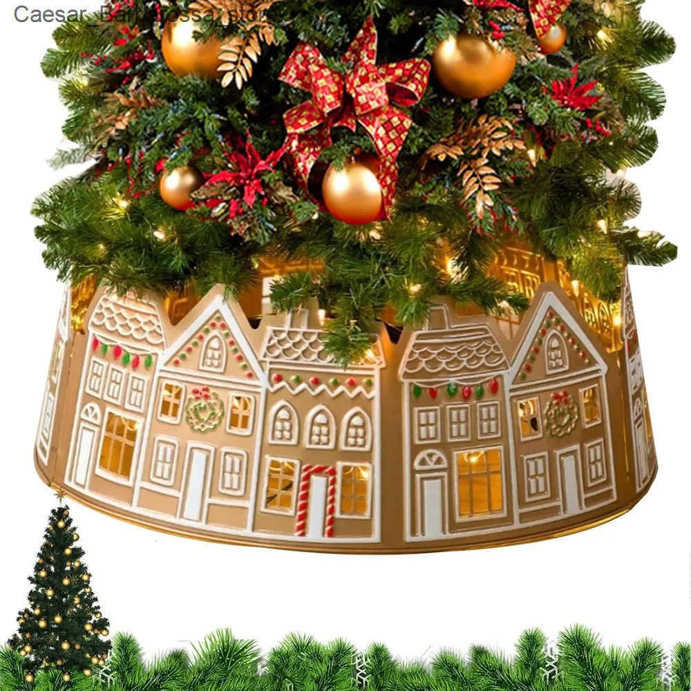 Christmas Decorations Christmas tree collar basket non-woven fabric house design decorated with light tree rings powered by 26/28 inch batteries J2411