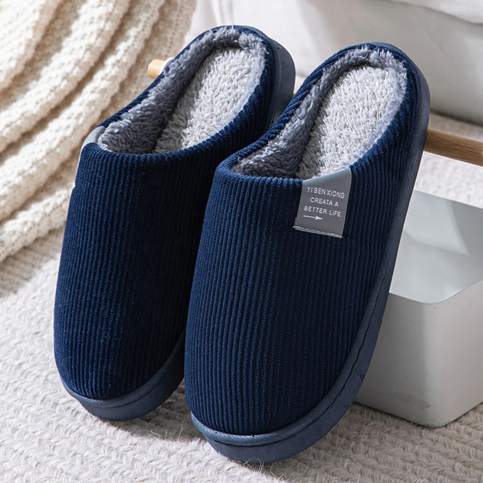 Winter Warm Fur Slippers Men Couples House NonSlip Soft Shoes Women Comfort Flat Heel Home Indoor Bedroom Zapatillas Casa Mujer 241115