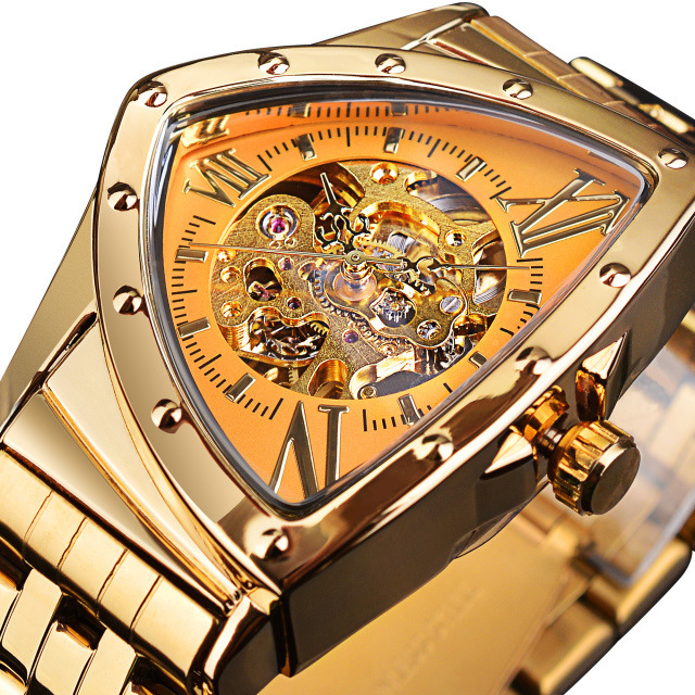Men's Fashion Casual Skeleton Watch Automatic Mechanical Watch Mineral Strengthened Glass Mirror Diamond Shape Dial Diameter 43*36mm Stainless St
