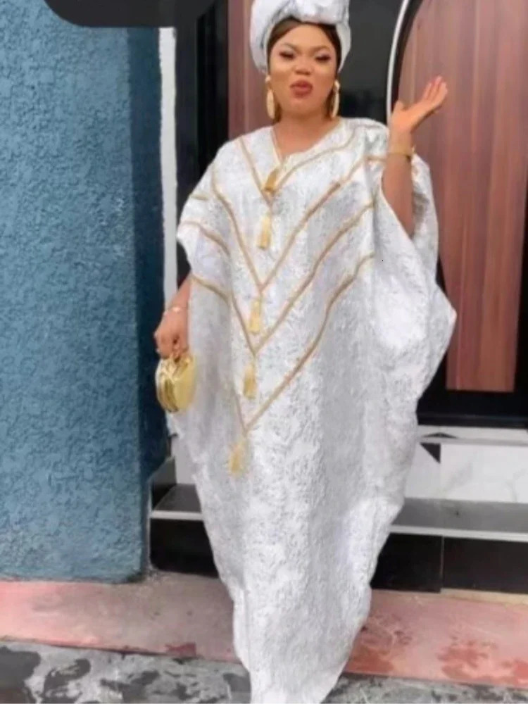 Africa Clothing African Wedding Party Dresses for Women Spring Summer Half Sleeve Vneck Plus Size Long Dress Gowns 241116