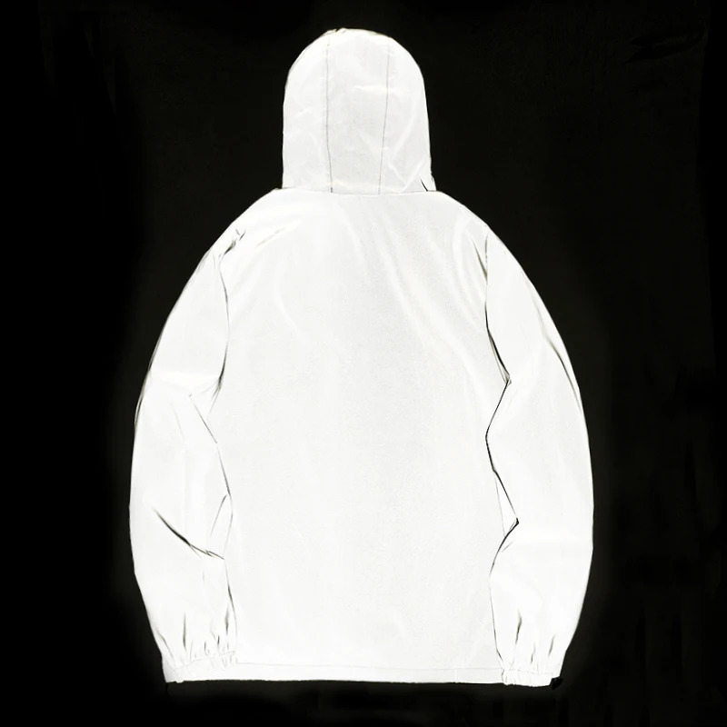 Night Reflective Jackets Double Fabric Windbreaker Hooded Jacket Men Hip Hop Dancer singer Waterproof Zipper Coats Outwear 241115