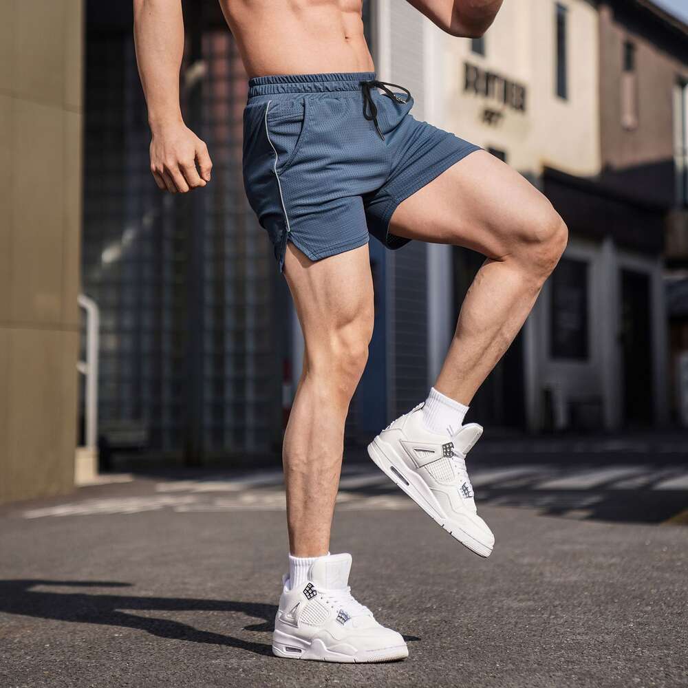 Fiess, Sports, Leisure Shorts, Men's Quick Drying, Breathable, Summer Running Training GYM Mesh Color Block New Style F41632