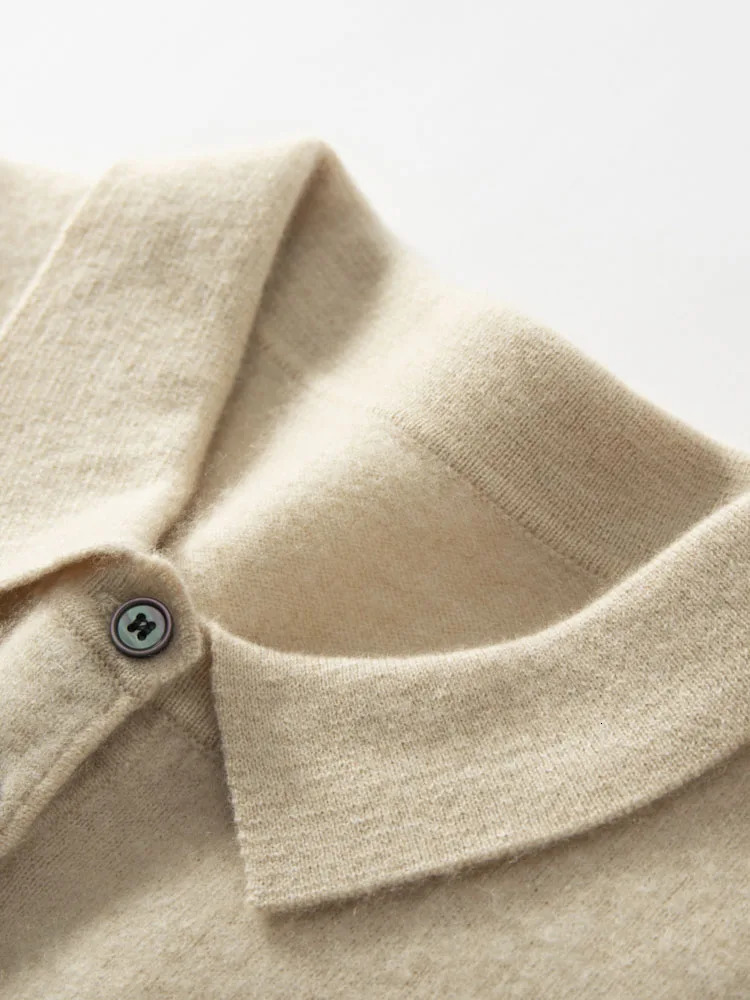 100% pure cashmere sweater with a lapel collar mens polo neck knitted floral patterns highend bottom shirt for business and leisure autumn loose thick