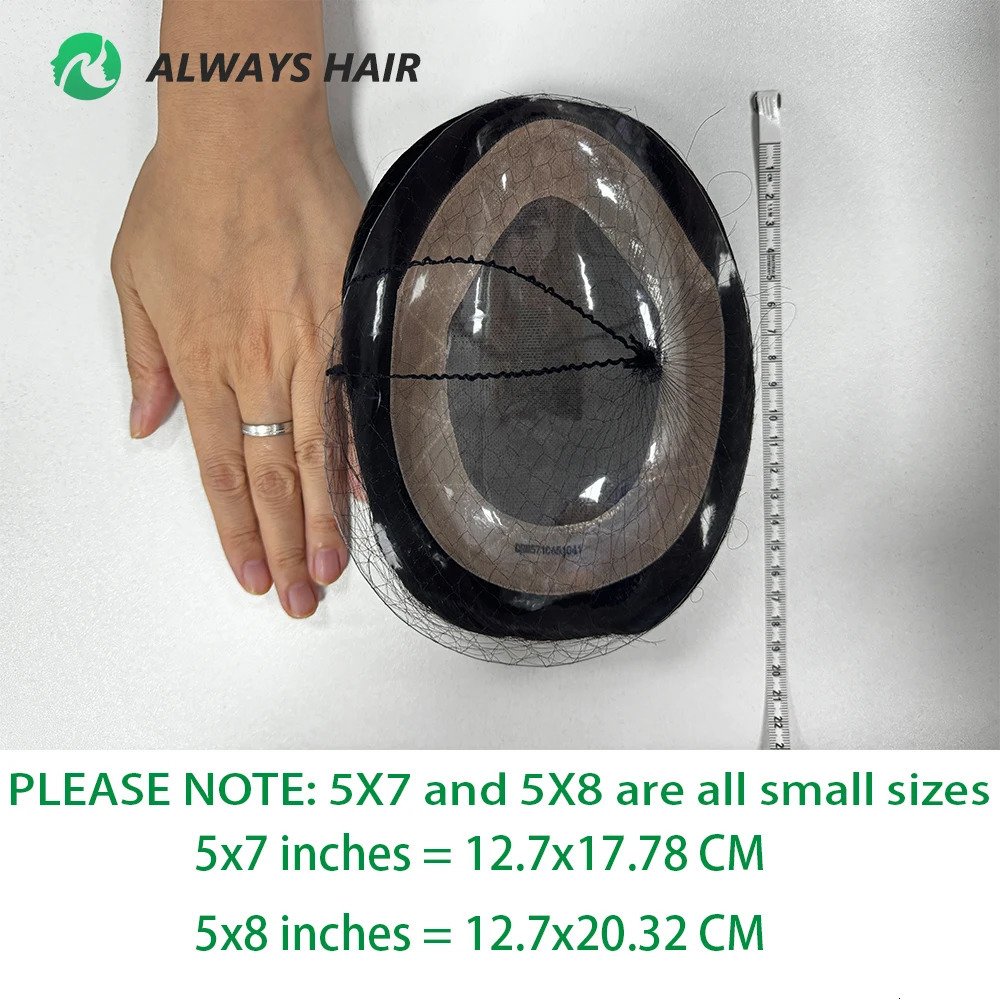 Alwayshair - Fine Mono Toupee 5 Inches Indian Hair Men Capillary Prosthesis 120% 130% Density Durable Wig Man DMC 241115