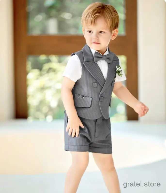 Suits Boys Summer Photograph Suit Kids Birthday Party Dress Childrens Day Performance Tuxedo Costume Baby Formal Wedding Evening Suit