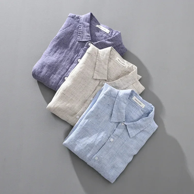 Linen shirt mens monsoon long sleeved Korean linen breathable shirt oversized loose fit mens clothing 241112