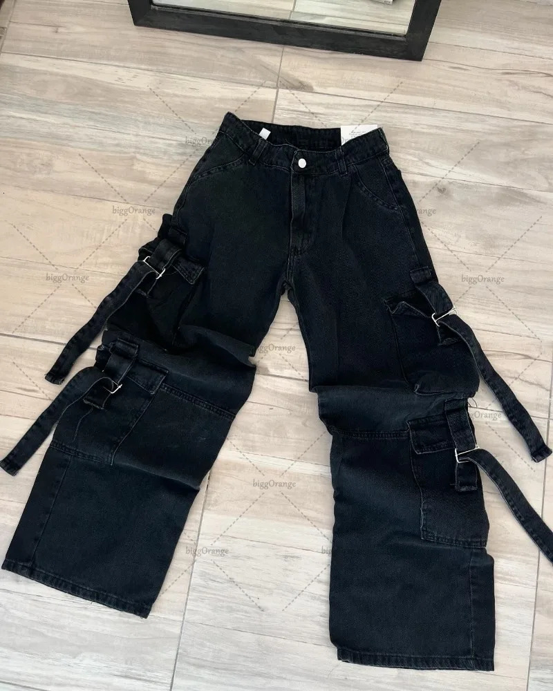 Y2K Harajuku Retro Washed Oversized Jeans Punk Multipocket Personality Straight Casual Trouser Versatile Trendy Clothing 241115