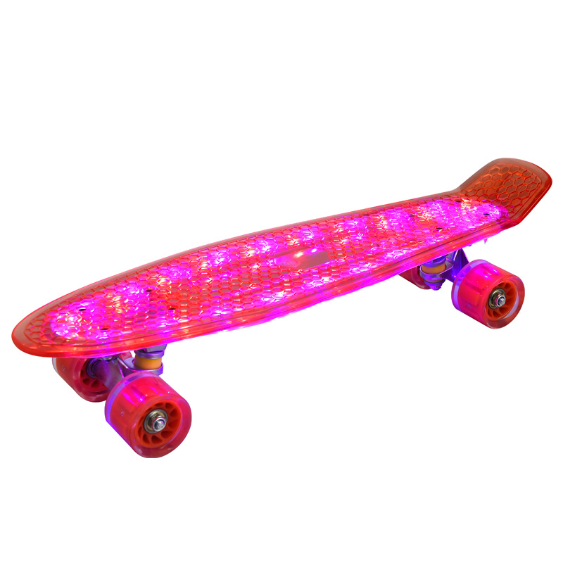 Skateboard fishboard PP board aluminium alloy bracket flash PU wheel big wheel with handle stable wear-resistant high speed long highway plate