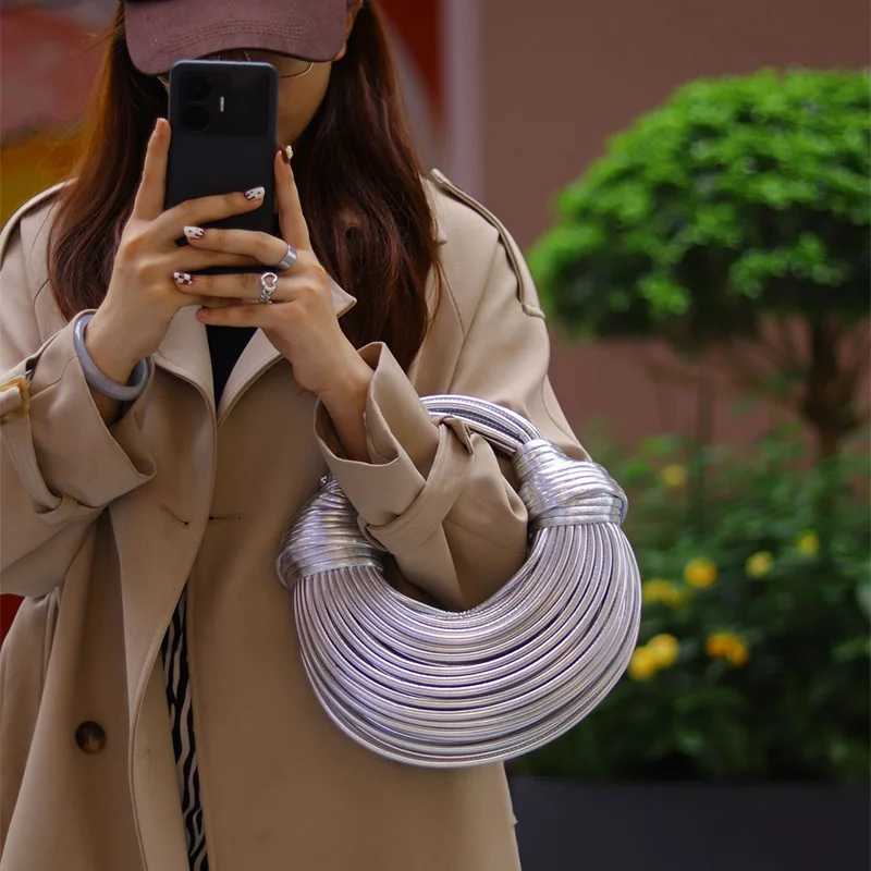 Gold Handbags: Hobo Evening Clutch hot Purse, Handwoven Noodle Bag for Women