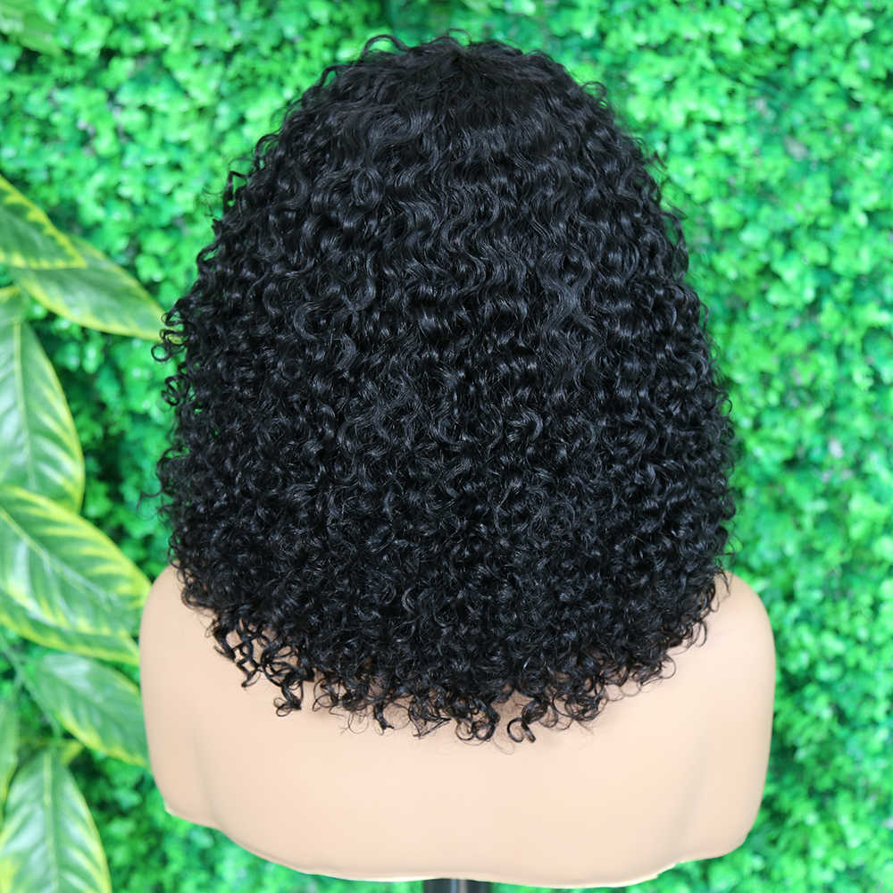 Mayqueen 12Inch Super Double Drawn Vietnamese Wig Luxury Curly Virgin Hair Wig Bang Machine Made Human Hair Bob Wigs For Women